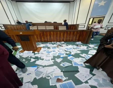 Fists fly and papers torn as Somali MPs fight over constitution